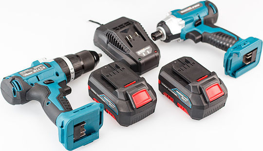 Bormann Pro BBP5000 Set Impact Drill Driver & Impact Screwdriver Brushless 20V with 2 Batteries 4Ah and Case