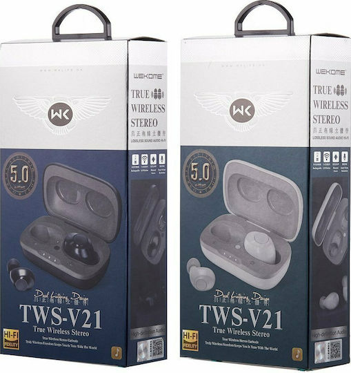 WK V21 In-Ear Bluetooth-Freisprecheinrichtung Kopfhörer mit Ladeetui Weiß