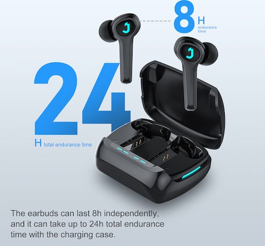 Joyroom TP1 In-ear Bluetooth Handsfree Ακουστικά με Αντοχή στον Ιδρώτα και Θήκη Φόρτισης Μαύρα