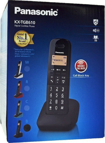 Panasonic KX-TGB610 Ασύρματο Τηλέφωνο με Ελληνικό Μενού Μαύρο