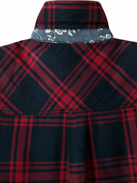 Kids Checked Shirt Long Sleeve Red Ire