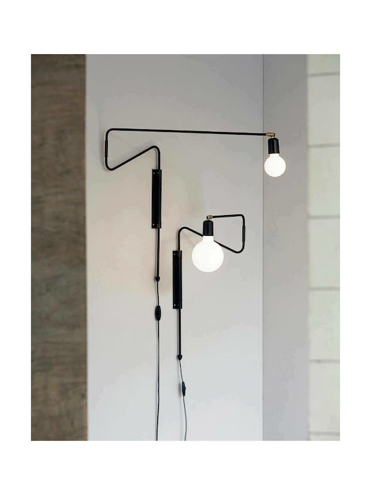 House Doctor Modern Leuchte Wand mit Fassung E27 und Schalter Schwarz 35cm
