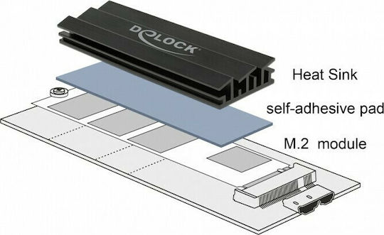DeLock Heat Sink 70 mm for M.2 module M.2 SSD-Kühlung Schwarz