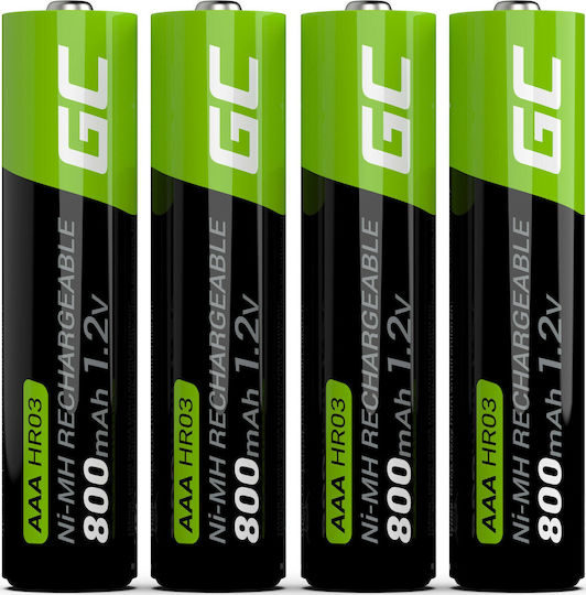 Green Cell Rechargeable Battery AAA Ni-MH 800mAh 1.2V 4pcs