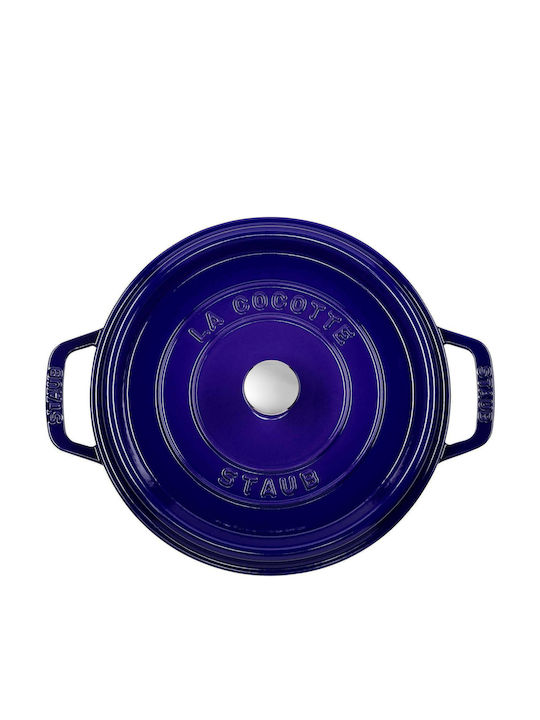Staub Round Cocotte Βαθιά Κατσαρόλα από Μαντέμι 3.8lt / 24cm Dark Blue