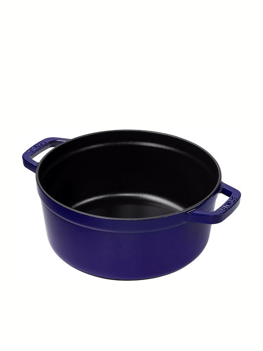 Staub Round Cocotte Βαθιά Κατσαρόλα από Μαντέμι 3.8lt / 24cm Dark Blue