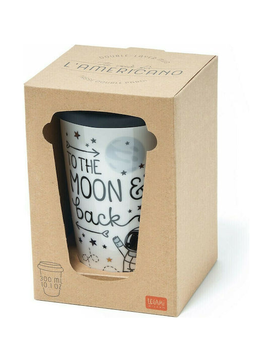 Legami Milano Moon & Back Tasse aus Porzellan mit Deckel Weiß 300ml 1Stück