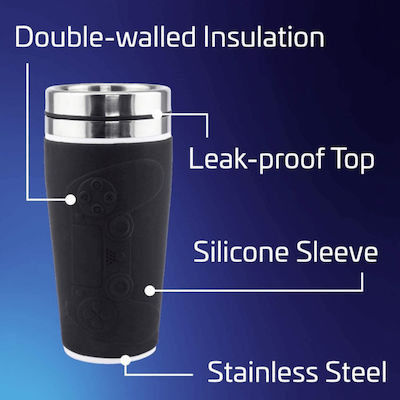 Paladone PlayStation - Controller Glass Thermos Stainless Steel Black 450ml