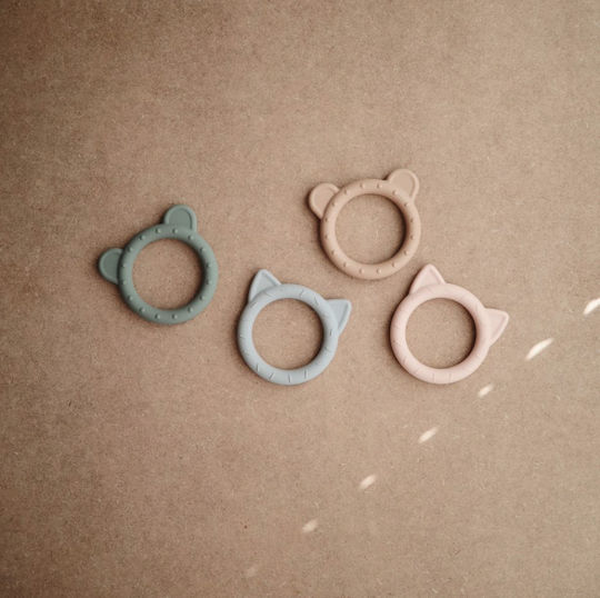 Mushie Bear Silicone Teething Ring for 0 m+