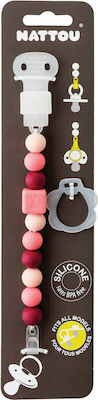 Nattou Chain Pacifier Lapidou with Beads made of Silicone Pink 879309