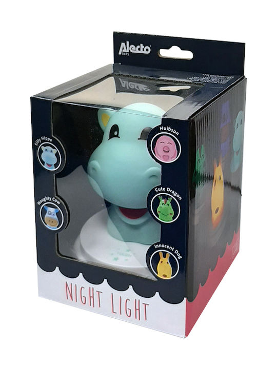 Alecto Baby LED Kinder Dekorative Lampe Silly Hippo Blau 12x12x15εκ.