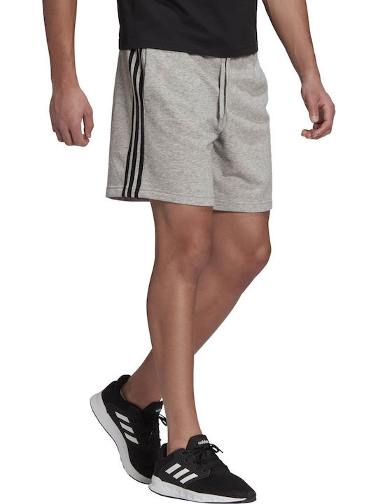 Essentials French Terry 3-Stripes Αθλητική Ανδρική Βερμούδα Γκρι