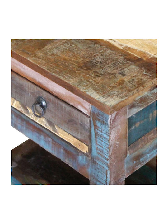Rectangular Side Table made of Solid Wood with Drawers Multicolour 43x33x51 cm