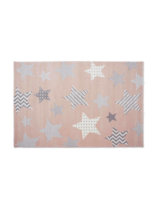 Tzikas Carpets 21895-55 Παιδικό Χαλί Αστέρια Ροζ 133x190cm Πάχους 13mm