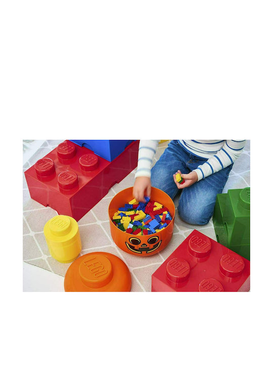 Room Copenhagen Παιδικό Κουτί Αποθήκευσης από Πλαστικό Lego Head Pumpkin Πορτοκαλί 24x24x27cm