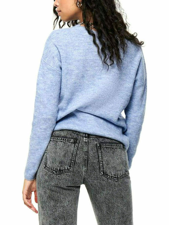 Only Camilla Women's Long Sleeve Pullover with V Neck Blue Skyway