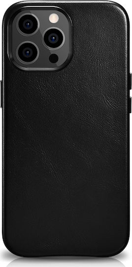 iCarer Oil Wax Back Cover Δερμάτινο Μαύρο (iPhone 13 Pro Max)