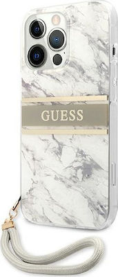 Guess Marble Plastic Back Cover with Strap Gray (iPhone 13 Pro)