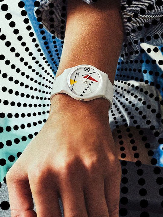 Swatch Whi_Mem M Ρολόι Μπαταρίας με Καουτσούκ Λουράκι Swatch Whi_Mem M Ρολόι Μπαταρίας με Καουτσούκ Λουράκι