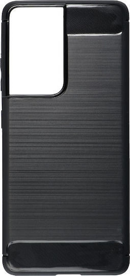 Forcell Brushed Carbon Umschlag Rückseite Silikon Schwarz (Galaxy S21 Ultra 5G)