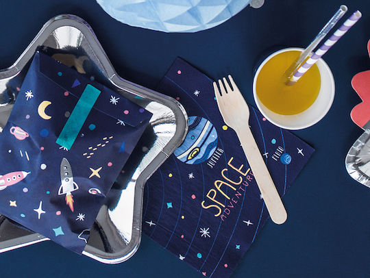 Space Party Napkins Blue 33x33cm 20pcs