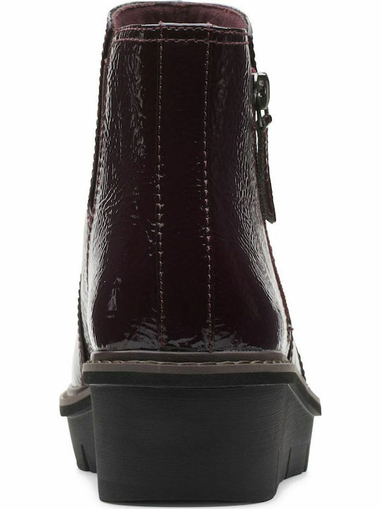 Airabell Leather Women's Ankle Boots Platform Burgundy