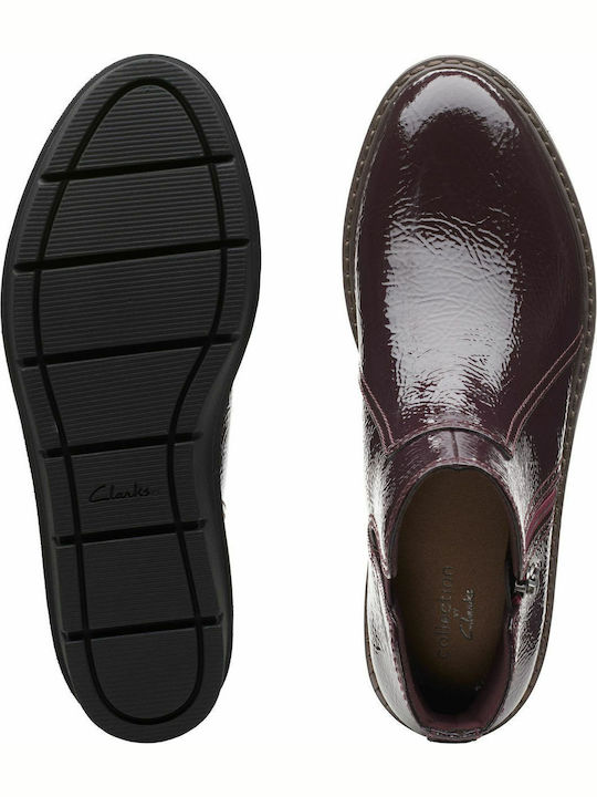 Airabell Leather Women's Ankle Boots Platform Burgundy