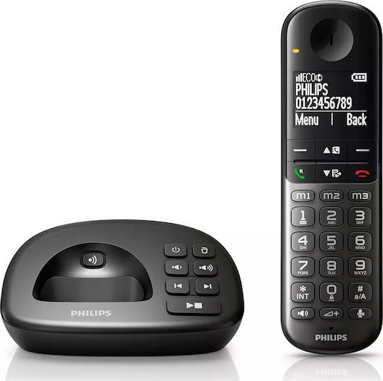 Philips XL495 Ασύρματο Τηλέφωνο με Ελληνικό Μενού Μαύρο