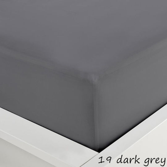 Sunshine Sheet for Single Bed with Elastic 100x200+20cm. Menta 152 Dark Grey