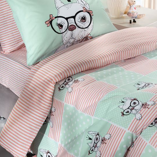 Saint Clair Комплект чаршафи Единично Памучни Rosie Mint 160x250см 2бр