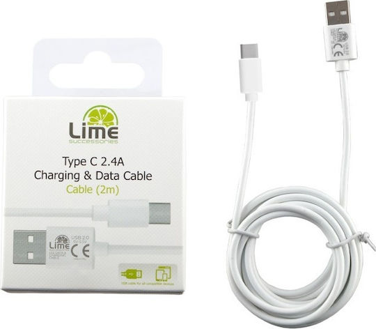 Lime L02 USB 2.0 Cable USB-C male - USB-A Λευκό 2m 280787