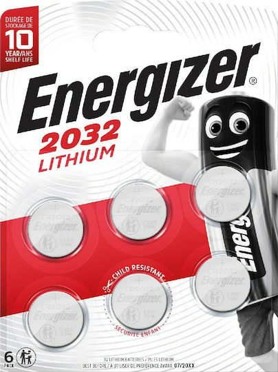 Energizer Батерии Литий За часовници CR2032 3V 6бр