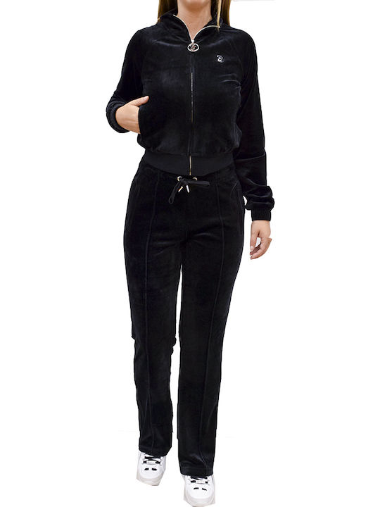 Diamante Tina Sweatpants Velvet Black