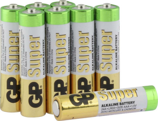 GP Batteries Super Αλκαλικές Μπαταρίες AAA 1.5V 8τμχ
