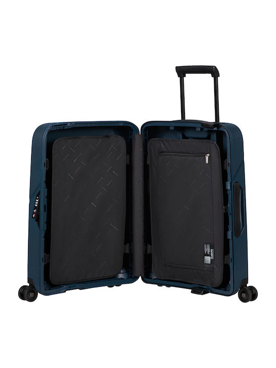 Samsonite Magnum Cabin Hard Suitcase Navy Blue with 4 Wheels Height 55cm