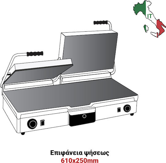 Milan Toast 16053 Commercial Double Sandwich Maker with Cast iron Flat Top and Flat Bottom 3500W