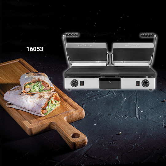 Milan Toast 16053 Commercial Double Sandwich Maker with Cast iron Flat Top and Flat Bottom 3500W