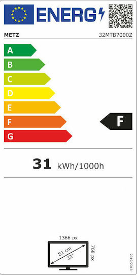 Metz Smart Τηλεόραση 32" HD Ready LED 32MTB7000Z (2020)
