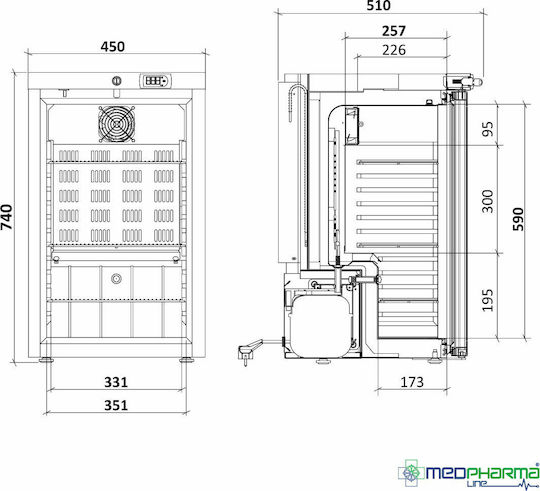 Olitrem ARV 66 CS PV Pharma Pharmaceutical Refrigerator 52lt +2°C/+8°C H74xW45xD51cm ARV 66 CS PV