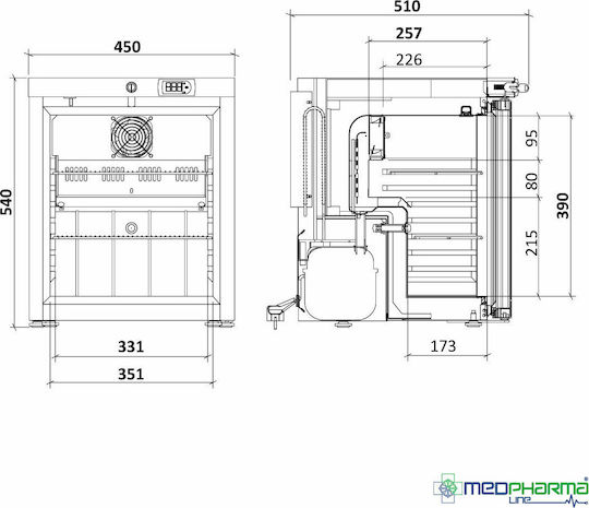 Olitrem Ψυγείο Φαρμακείου ARV 36 CS PV Pharma ARV 36 CS PV 30Es Kühlung von +2°C bis +8°C H54xB45xT51cm