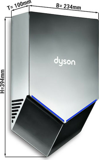 Dyson Handtrockner Airblade V Rostfrei 79dB mit Sensor in Inox Farbe 1kW 307170-01