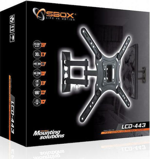 Sbox LCD-443 Βάση Τηλεόρασης Τοίχου με Βραχίονα έως 55" και 30kg