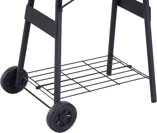 Outsunny Grătar cu Cărbuni cu Termometru și Afumătoare 124cmx53cm