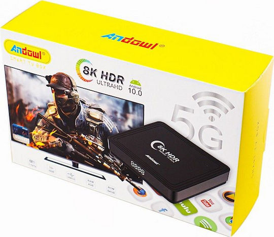 Andowl TV Box Q8K 8K UHD with WiFi USB 3.0 4GB RAM and 64GB Storage Space with Operating System Android 10.0