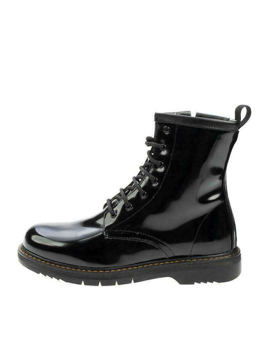 Anatomical Kids Boots from Patent Leather with Zipper Black