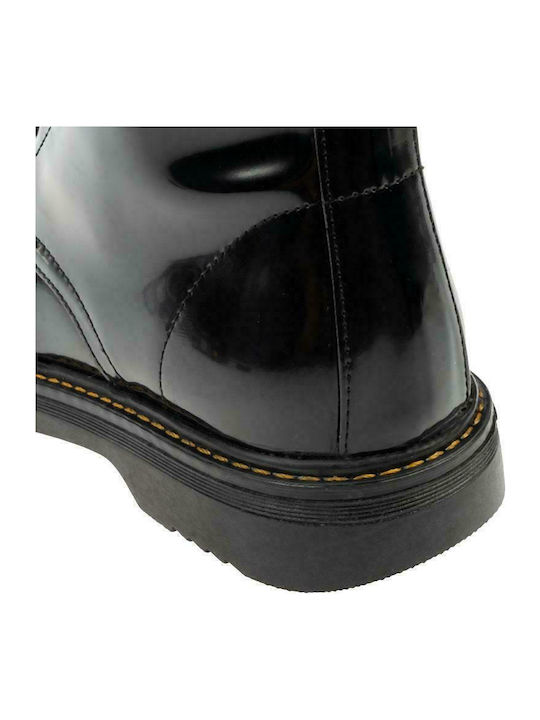 Anatomical Kids Boots from Patent Leather with Zipper Black