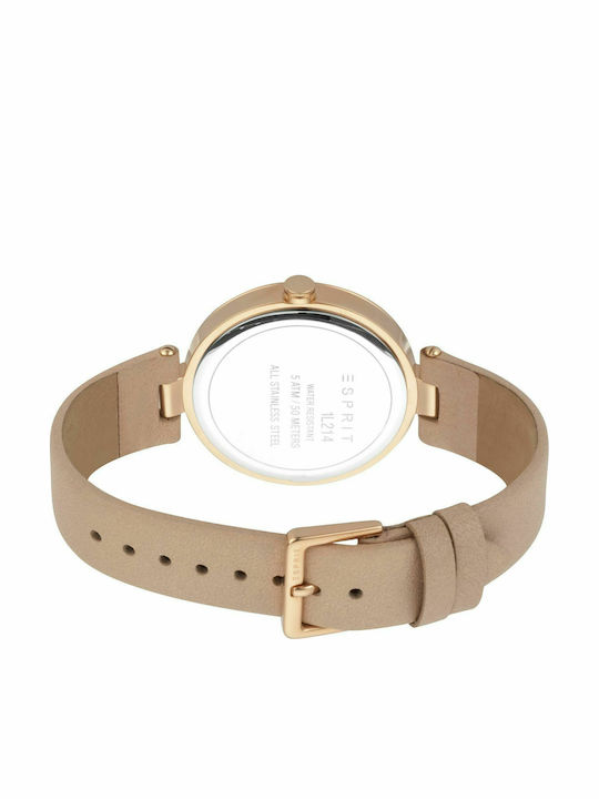 Esprit Louise Γυναικείο Ρολόι 38mm Μπαταρίας με Μπεζ Δερμάτινο Λουράκι