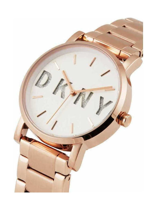 DKNY Soho Watch with Pink Gold Metal Bracelet