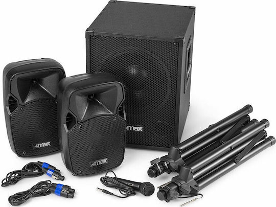 Max Audio MX700 Set mit Aktiven PA-Lautsprecher 700W mit Woofer 12" 43.5x38.5x50.5cm.