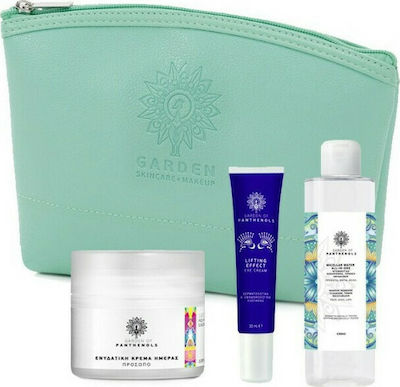 Garden Panthenols Beauty Bag 2 Seturi de Îngrijire a Pielii pentru Hidratare și Curățare facială cu Gel de curatare pentru fata , Crema de ochi , Loțiune și Geantă pentru articole de toaletă 180ml